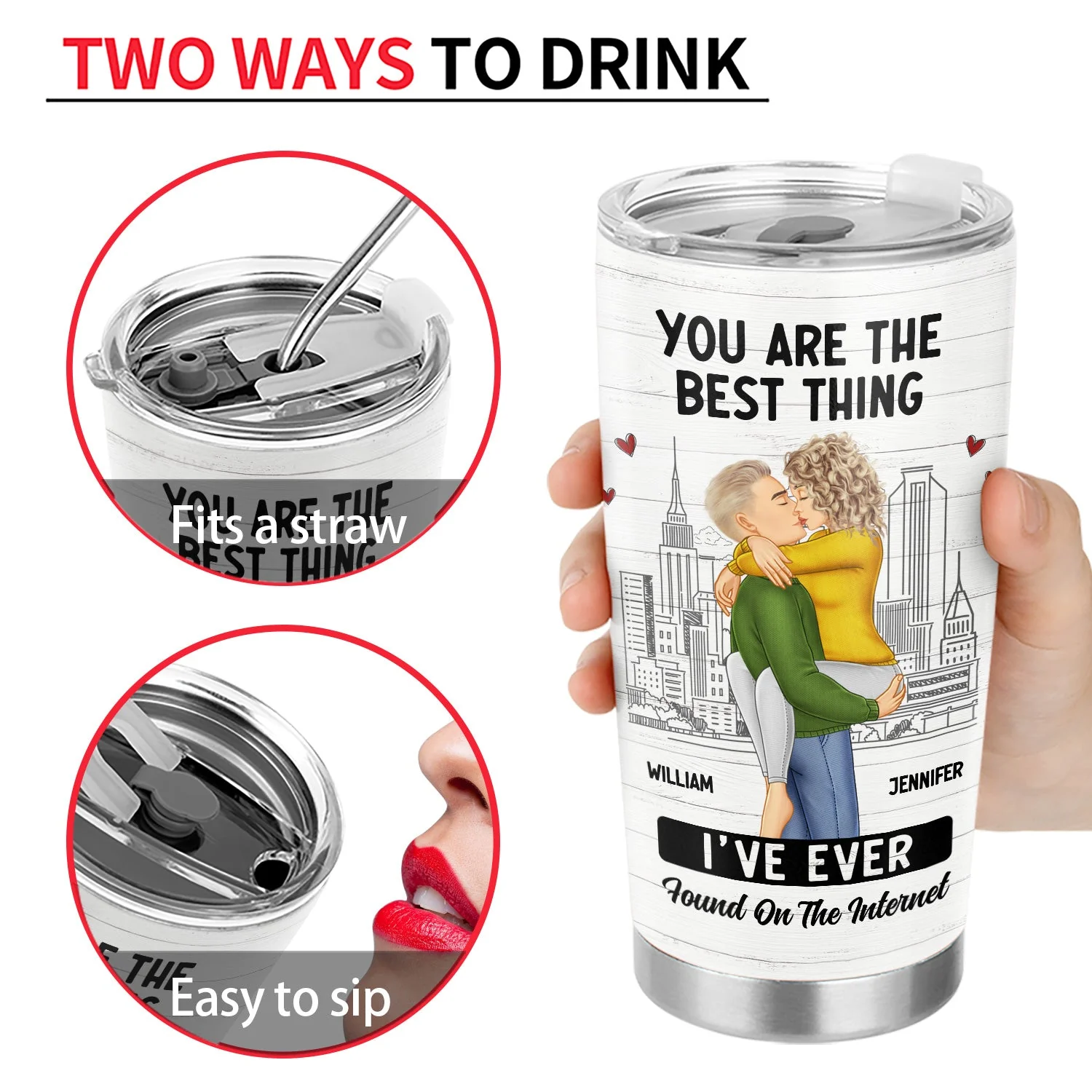 Kissing Couple Best Thing Found On The Internet - Gift For Couples - Personalized Tumbler - Image 4