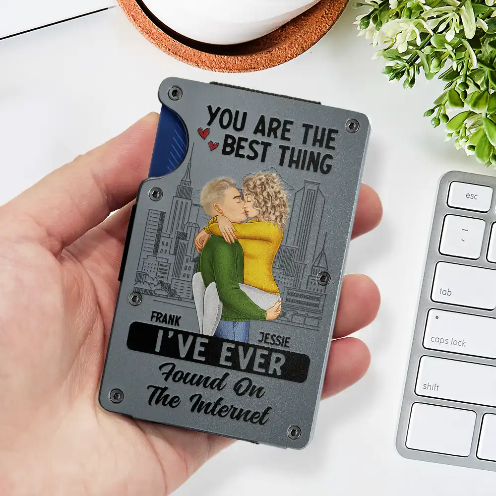 Kissing Couple Best Thing Found On The Internet - Personalized Card Wallet With Money Clip - Image 2