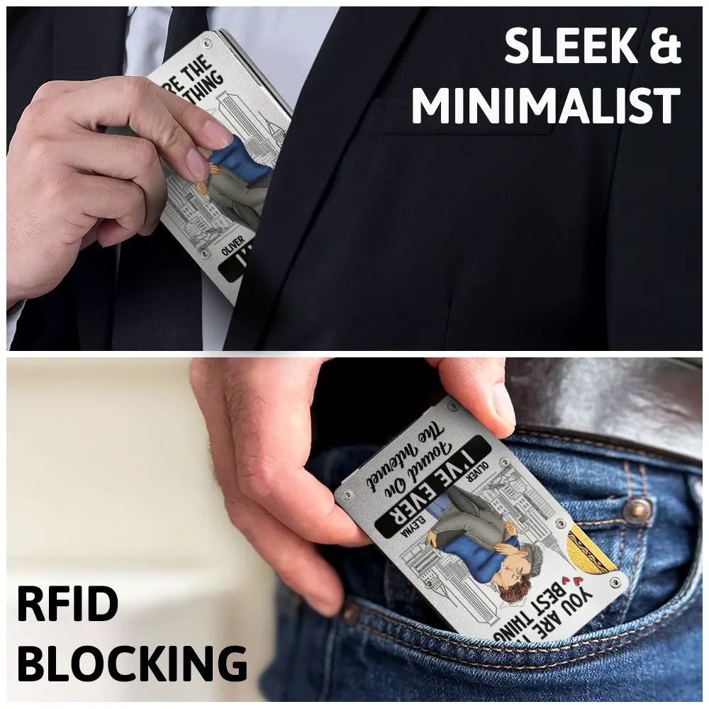 Kissing Couple Best Thing Found On The Internet - Personalized Card Wallet With Money Clip - Image 3