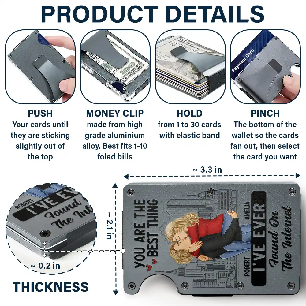 Kissing Couple Best Thing Found On The Internet - Personalized Card Wallet With Money Clip - Image 5