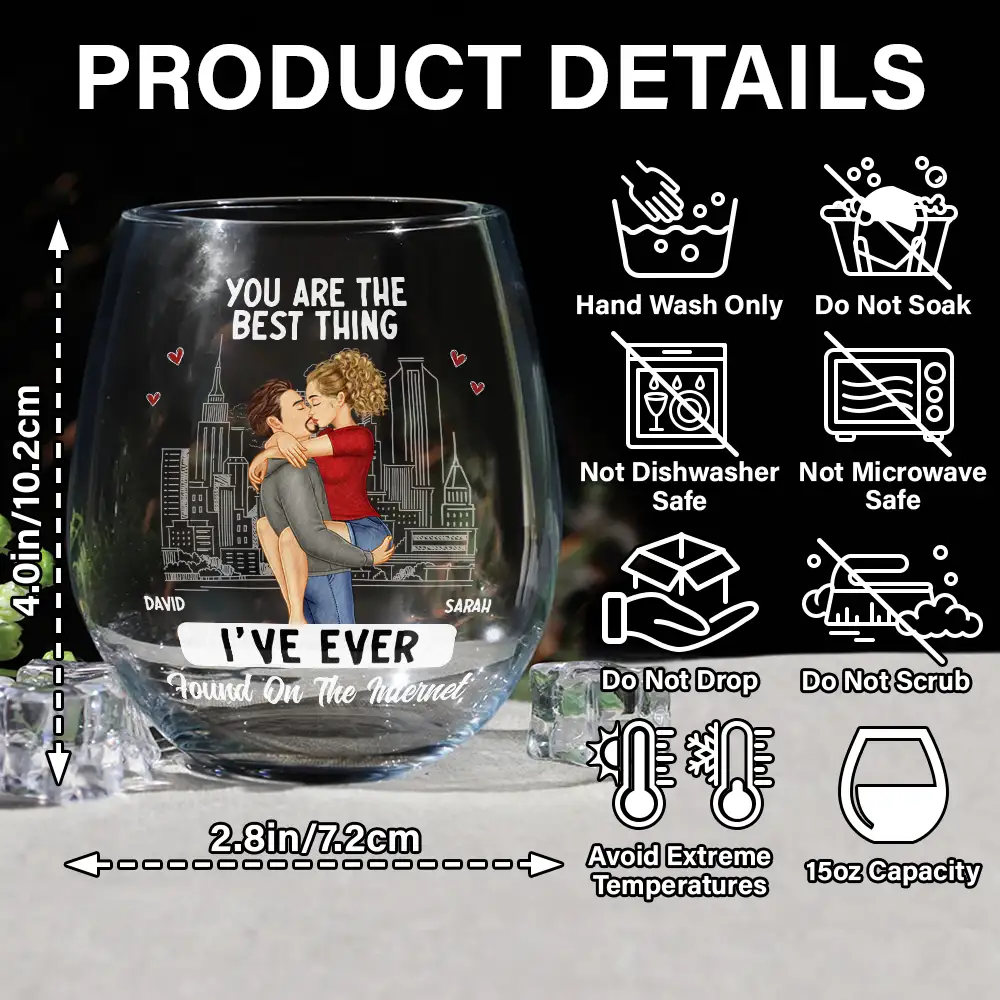 Kissing Couple Best Thing Found On The Internet - Personalized Stemless Wine Glass - Image 5