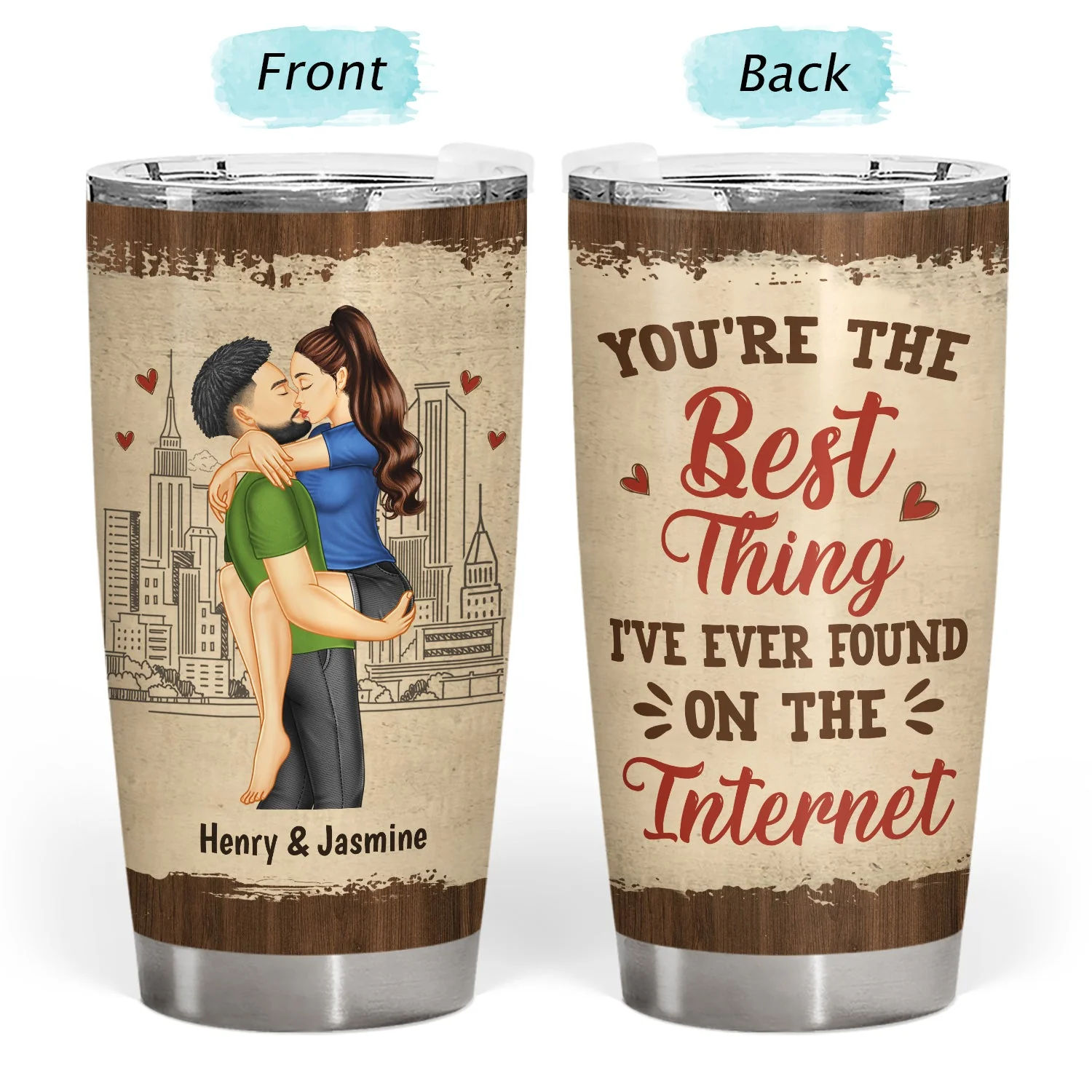 Kissing Couple Best Thing On The Internet - Gift For Couples - Personalized Tumbler - Image 3
