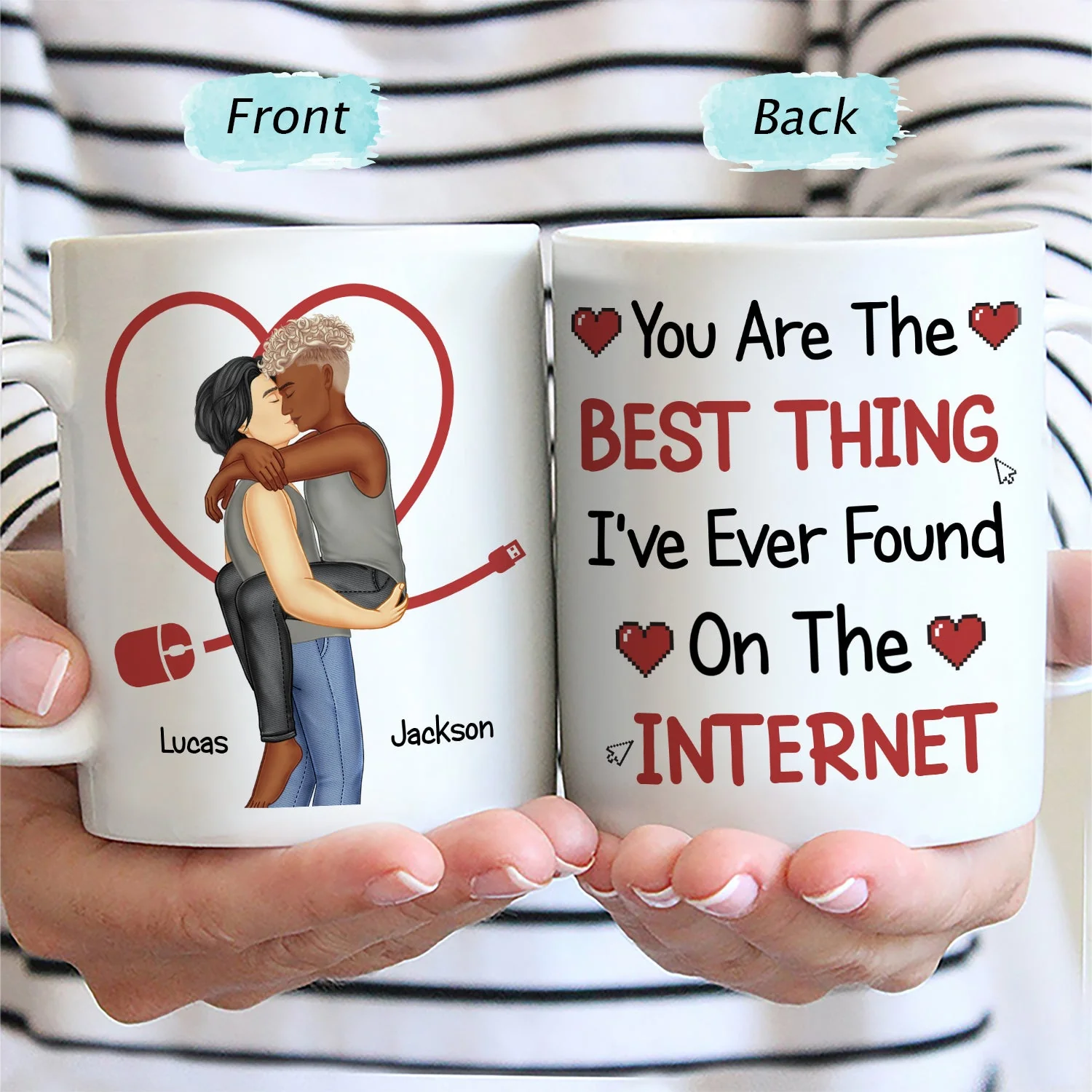 Kissing Couple Best Thing On The Internet - Loving, Anniversary Gift For Couple, Spouse, Husband, Wife - Personalized Mug - Image 2