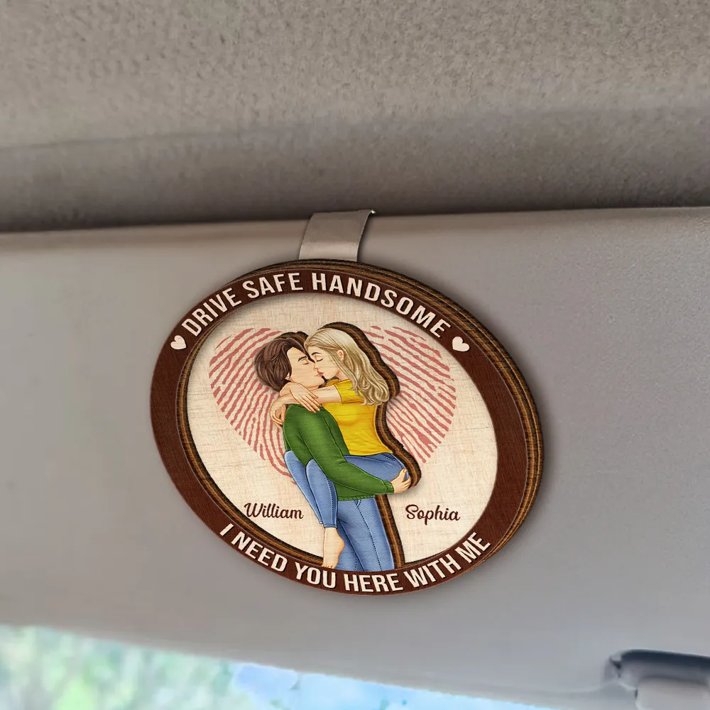 Kissing Couple I Need You Here With Me - Personalized Custom Shaped Car Visor Clip - Image 2