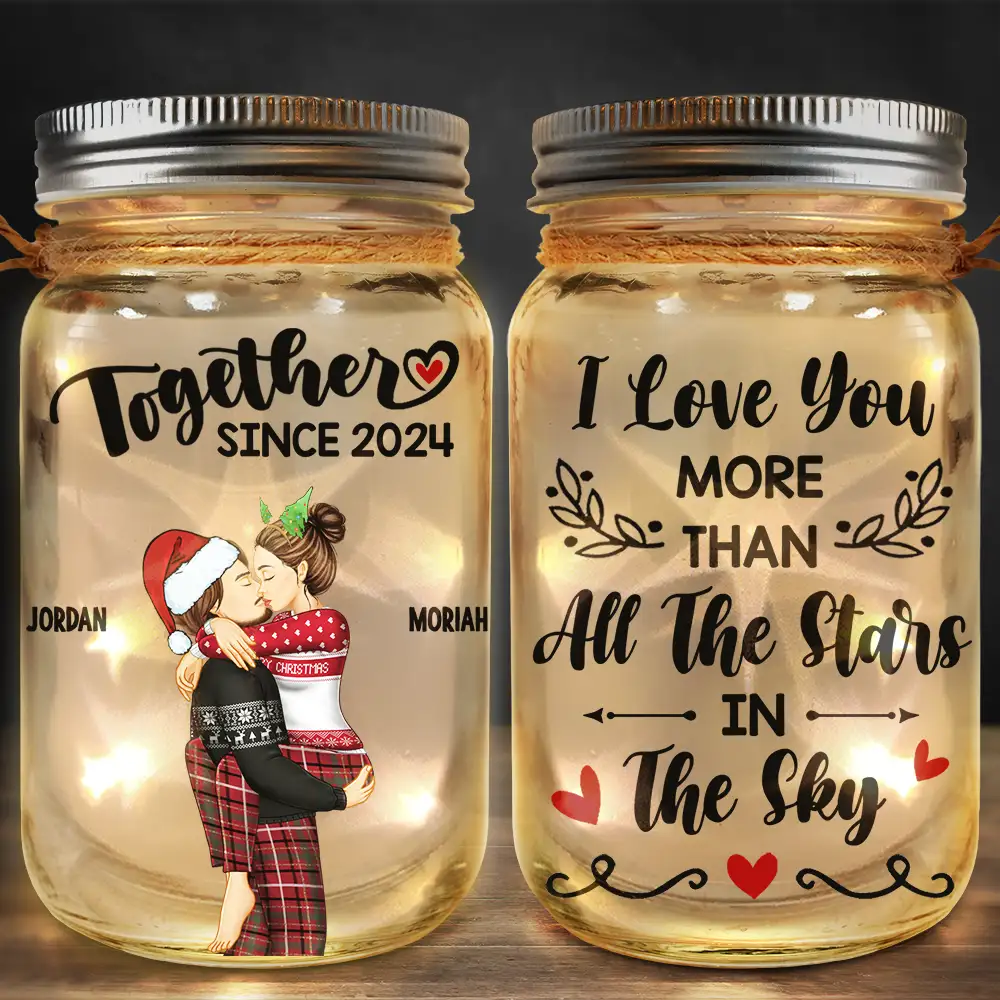 Kissing Couple Our Memories Are Countless Our Love Is Endless - Personalized Mason Jar Light - Image 2