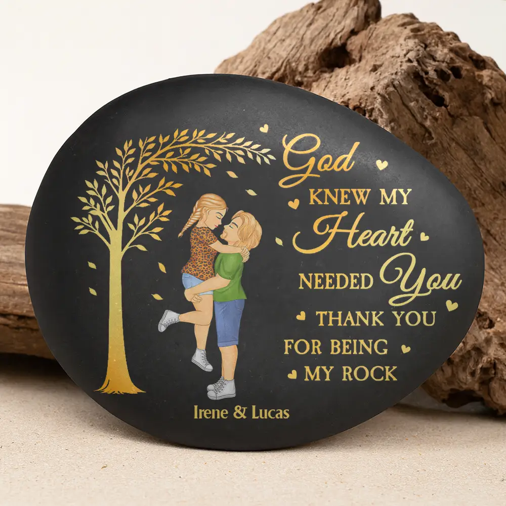 Kissing Couple Thank You For Being My Rock - Personalized Printed Rock - Image 3