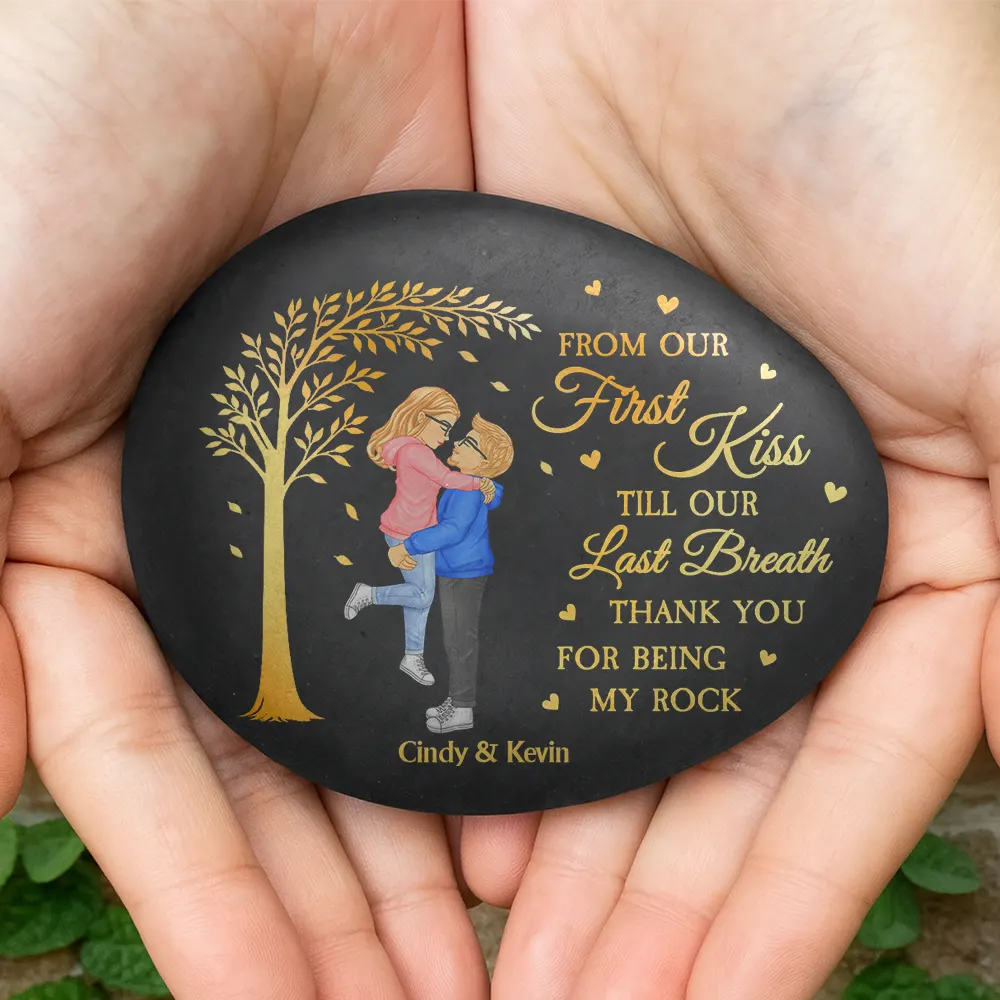 Kissing Couple Thank You For Being My Rock - Personalized Printed Rock - Image 4