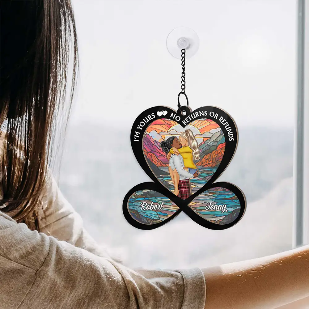 Kissing Couple You & Me We Got This - Personalized Window Hanging Suncatcher Ornament - Image 4