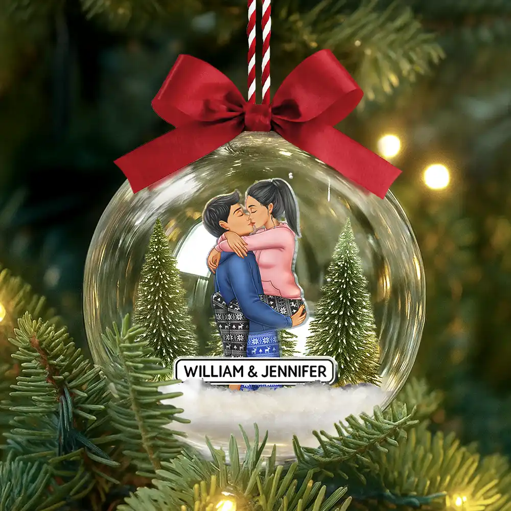 Kissing Couples - Personalized 3D Acrylic Ball Ornament - Image 4
