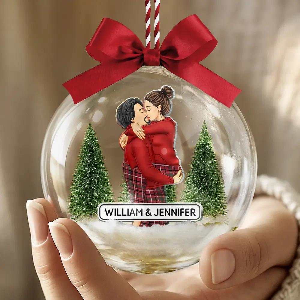Kissing Couples - Personalized 3D Acrylic Ball Ornament - Image 5