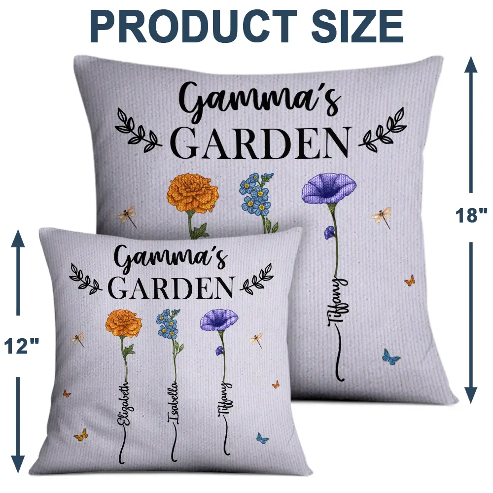 Knitted Effect Birth Flower Grandma's Garden - Personalized Pillow - Image 4