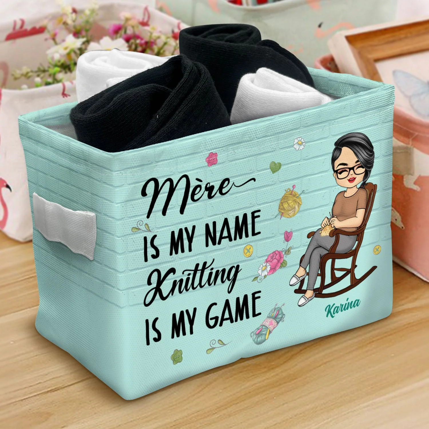 Knitting Is My Game - Gift For Mother - Personalized Storage Box - Image 3