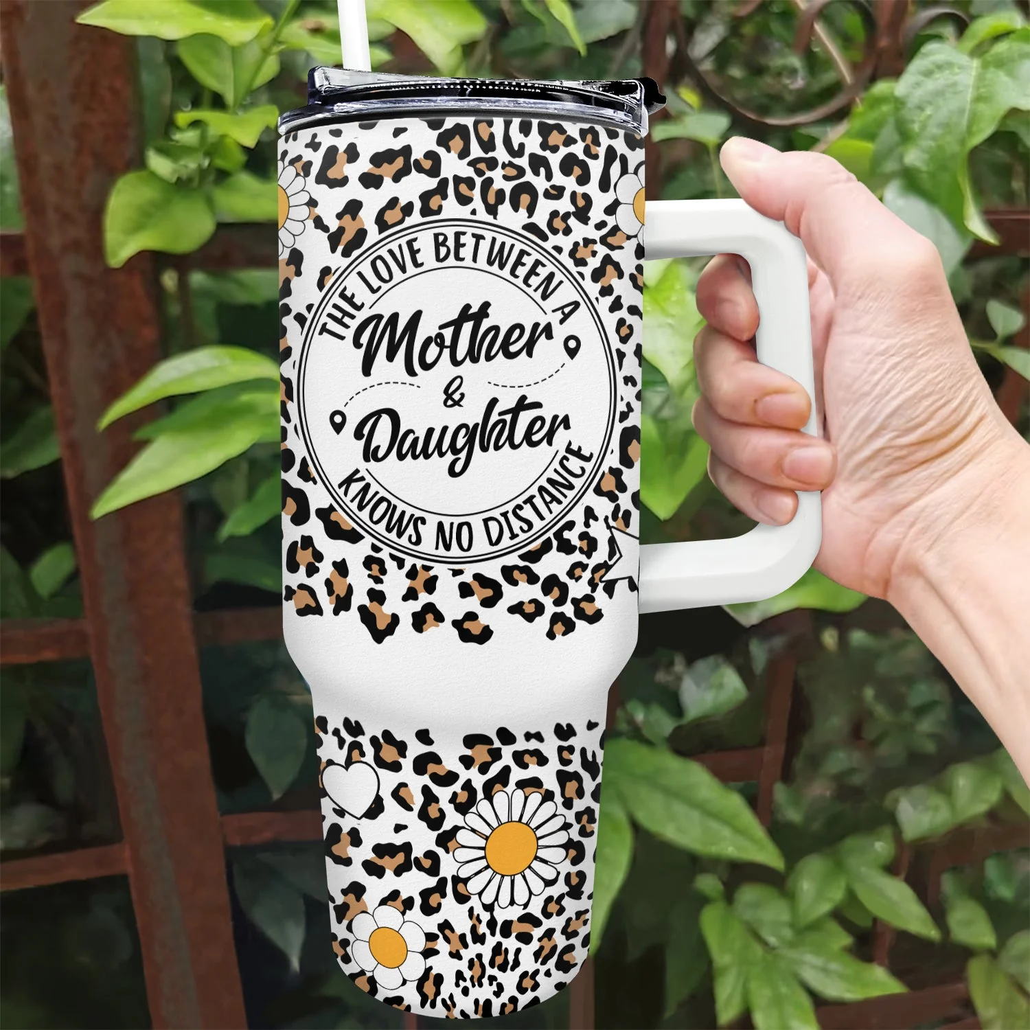 Knows No Distance - Gift For Mother And Daughter - Personalized 40oz Tumbler With Straw - Image 2