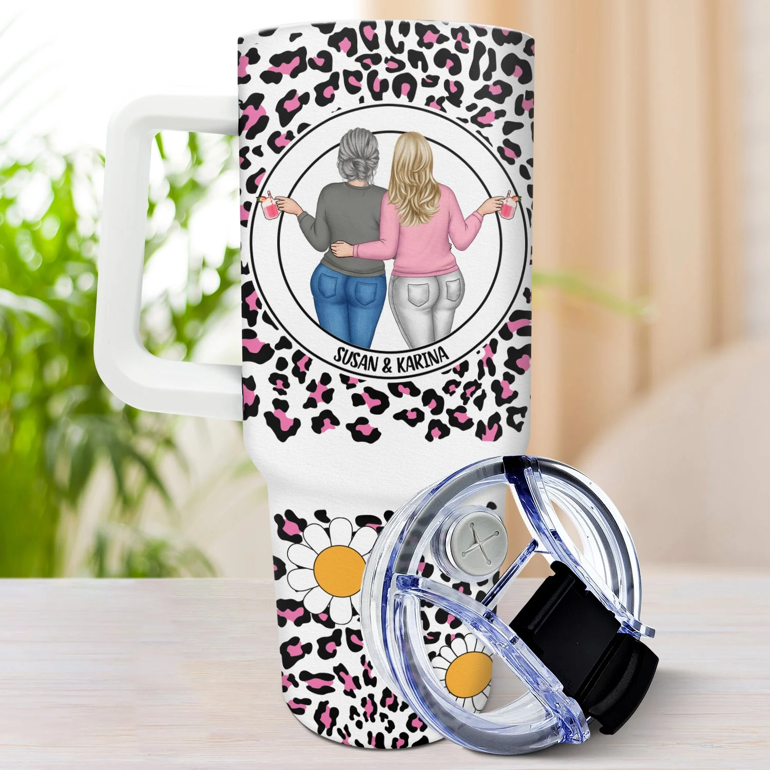 Knows No Distance - Gift For Mother And Daughter - Personalized 40oz Tumbler With Straw - Image 3