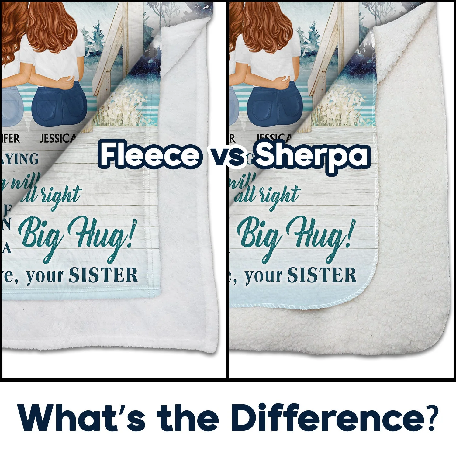 Lake Filled This Blanket With Hugs And Love - Gift For Sisters - Personalized Custom Fleece Blanket - Image 4