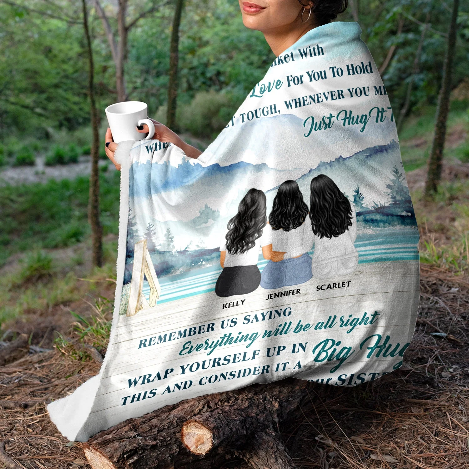Lake Filled This Blanket With Hugs And Love - Gift For Sisters - Personalized Custom Fleece Blanket - Image 5