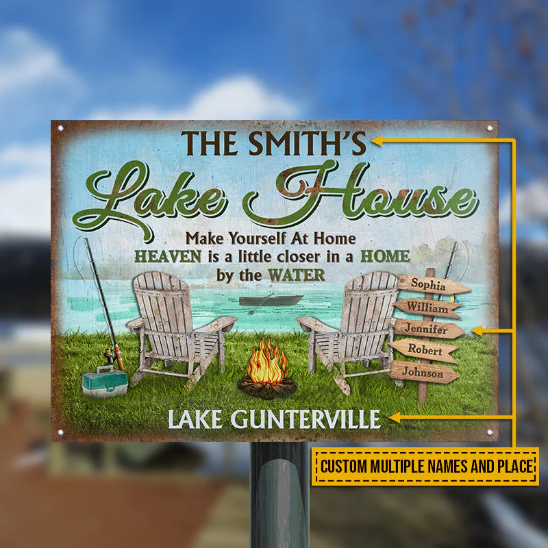 Lake House Make Yourself At Home Custom Classic Metal Signs - Image 3