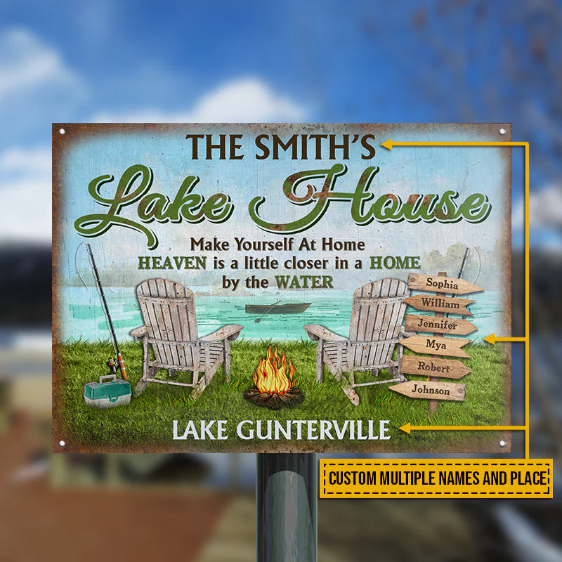 Lake House Make Yourself At Home Custom Classic Metal Signs - Image 4