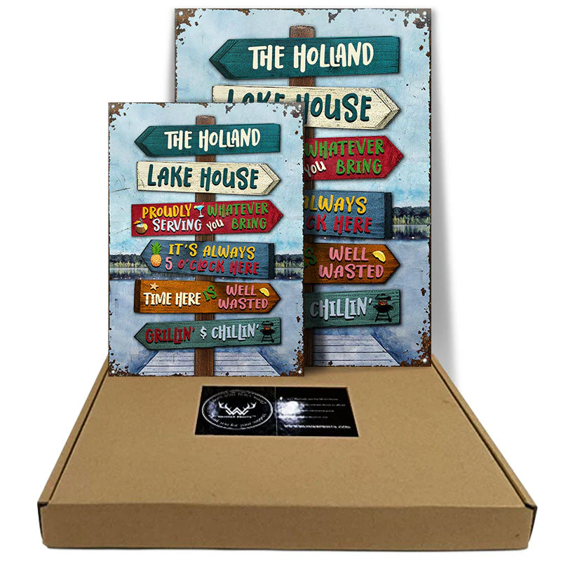 Lake House Proudly Serving Whatever You Bring - Personalized Custom Classic Metal Signs - Image 3