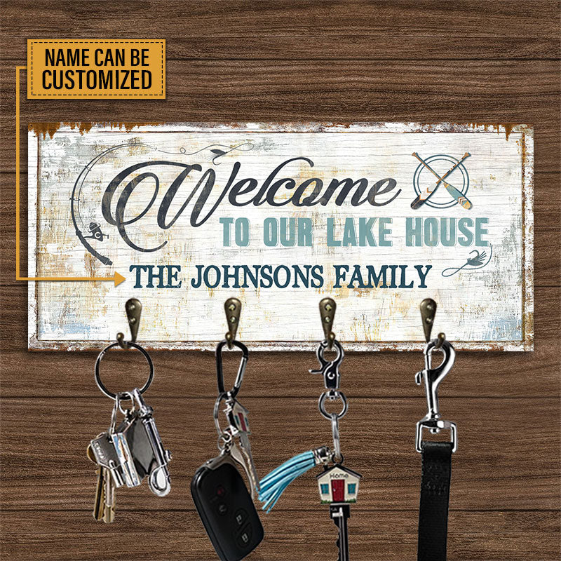 Lake House Welcome To Our Lake House Personalized Custom Wood Key Holder - Image 4