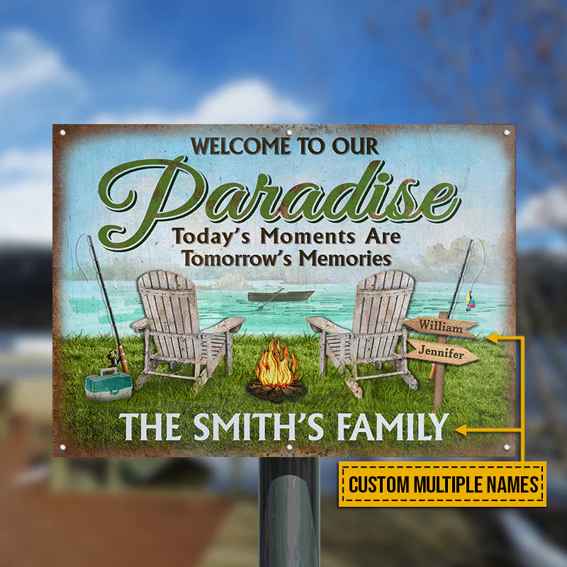 Lake House Welcome To Our Paradise Custom Classic Metal Signs - Image 2