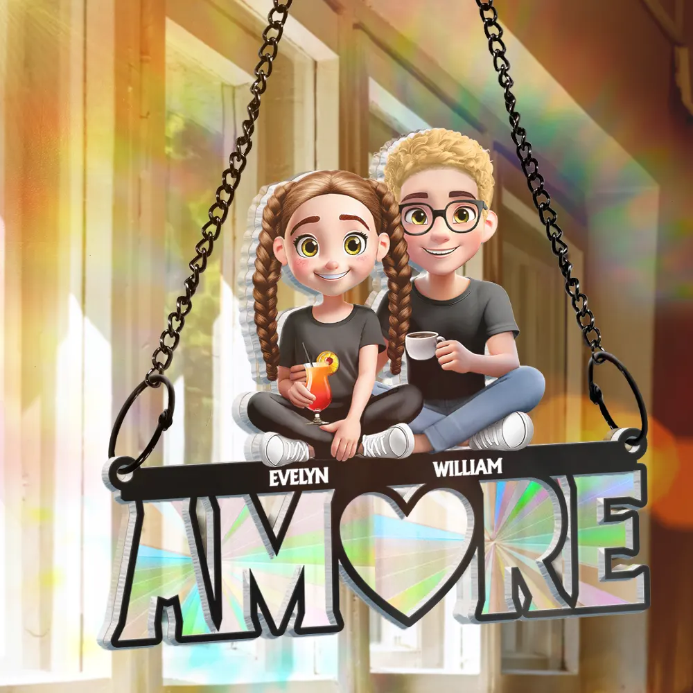 Language Of Love - Personalized Window Hanging Rainbow Suncatcher - Image 3