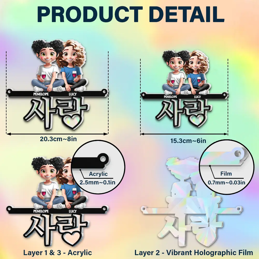 Language Of Love - Personalized Window Hanging Rainbow Suncatcher - Image 6