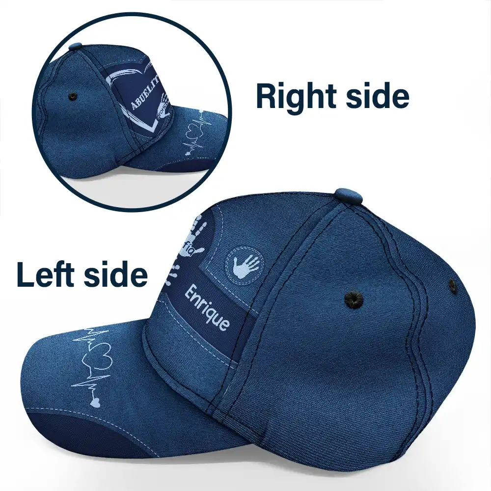 Las Huellas De Las Manos Del Abuelo Papá Y Los Niños - Gorra Clásica Personalizada - Image 3
