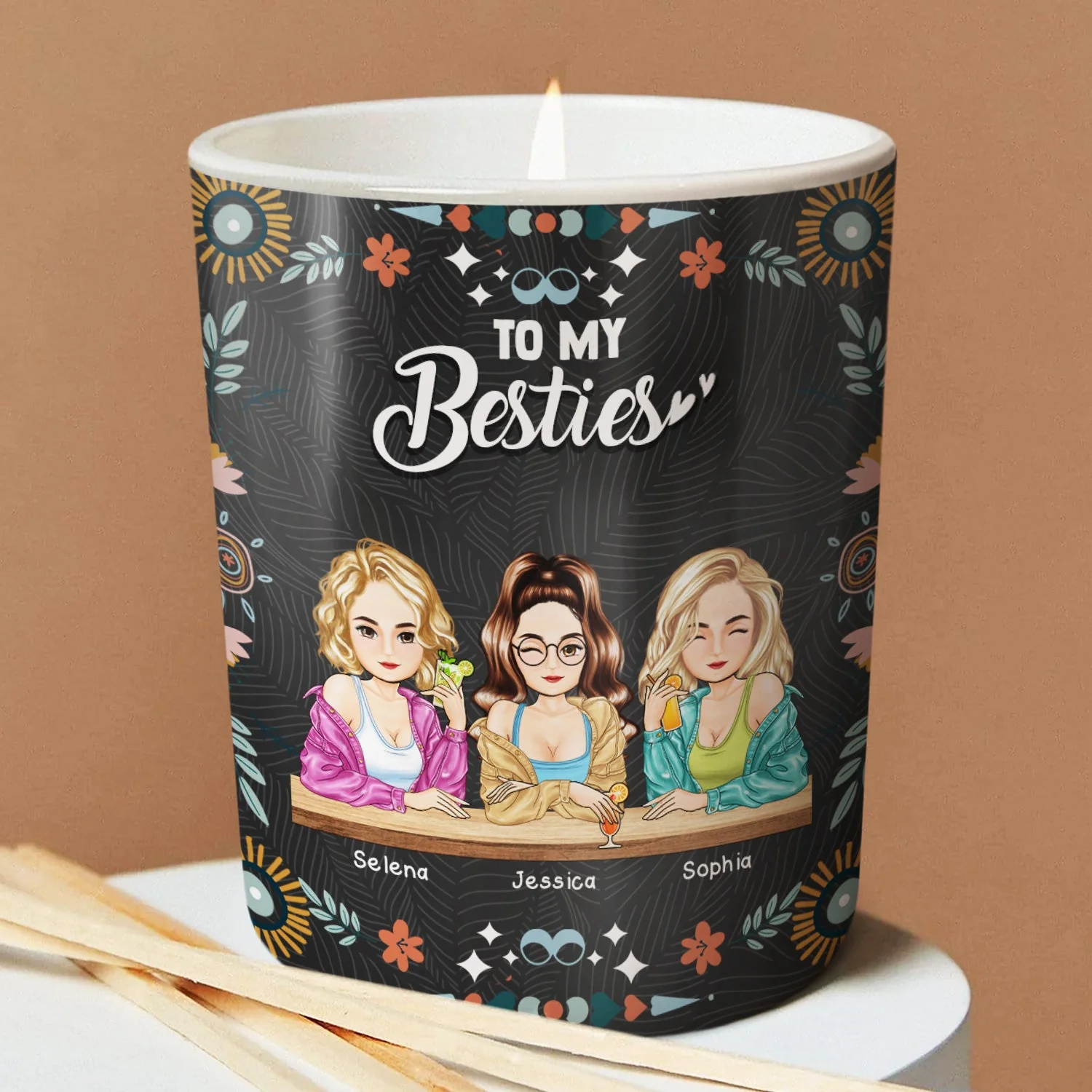 Laugh A Little Harder Cry A Little Less - Gift For Besties - Personalized Scented Candle With Wooden Lid - Image 3