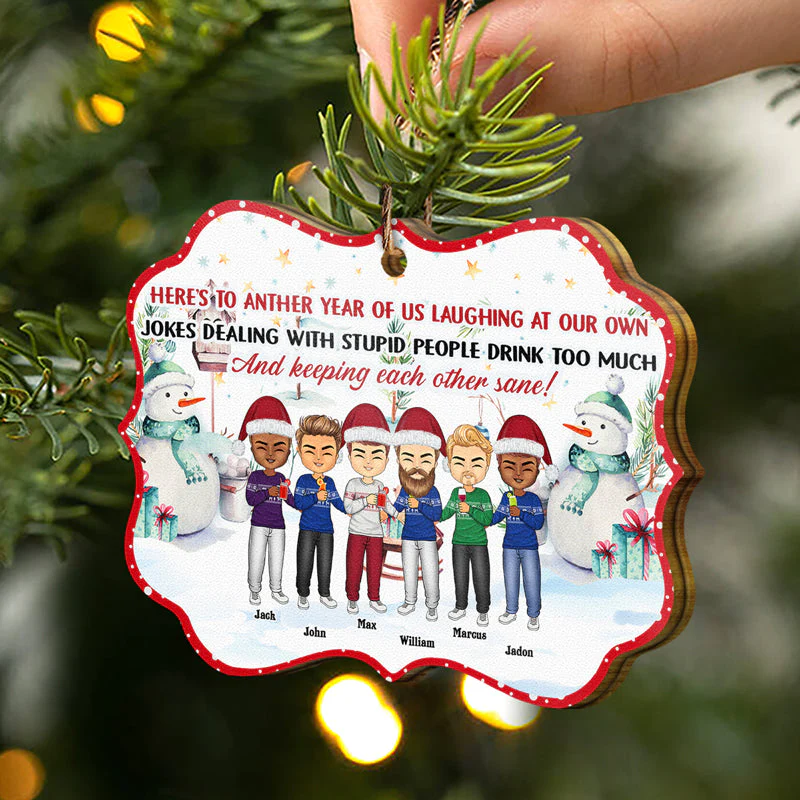 Laughing At Our Own Jokes - Christmas Gift For Besties - Personalized Wooden Ornament - Image 2