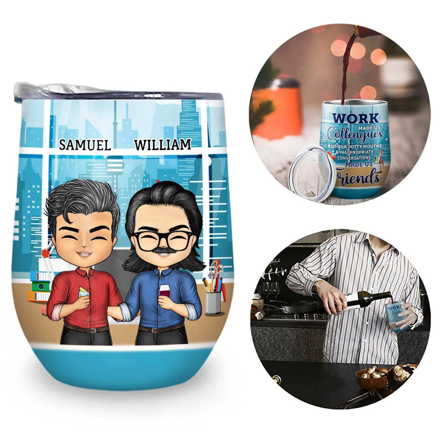 Laughing Inappropriately Together Since Day One - Funny, Anniversary, Birthday Gifts For Colleagues, Coworker, Besties - Personalized Custom Wine Tumbler - Image 2