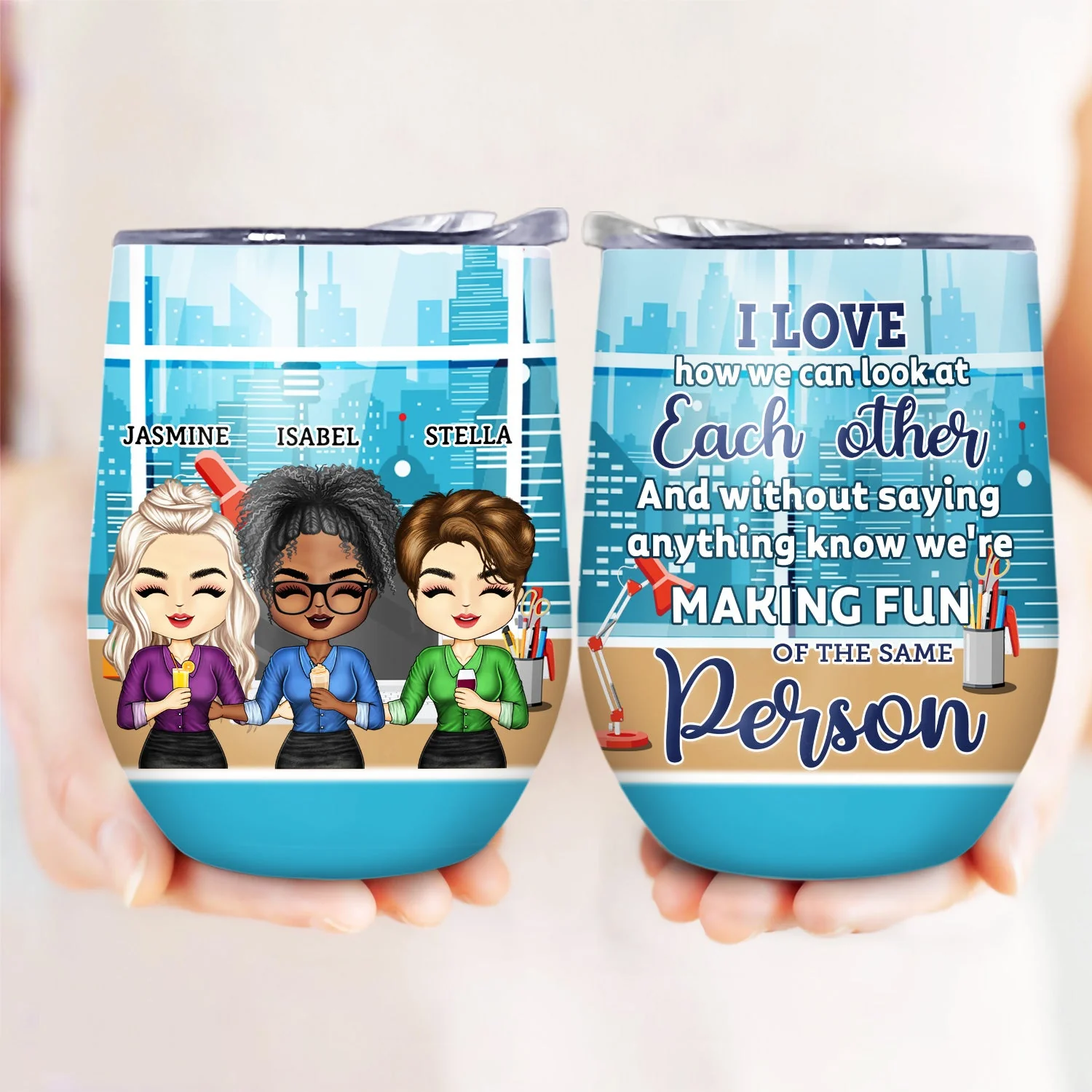 Laughing Inappropriately Together Since Day One - Funny, Anniversary, Birthday Gifts For Colleagues, Coworker, Besties - Personalized Custom Wine Tumbler - Image 3