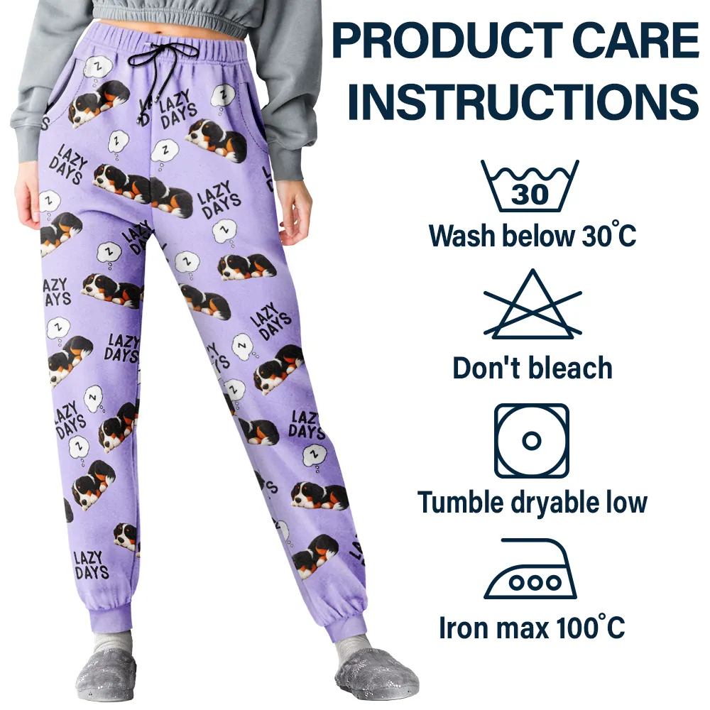 Lazy Days 3D Effect Cute Sleeping Dog - Personalized Pajama Pants - Image 6