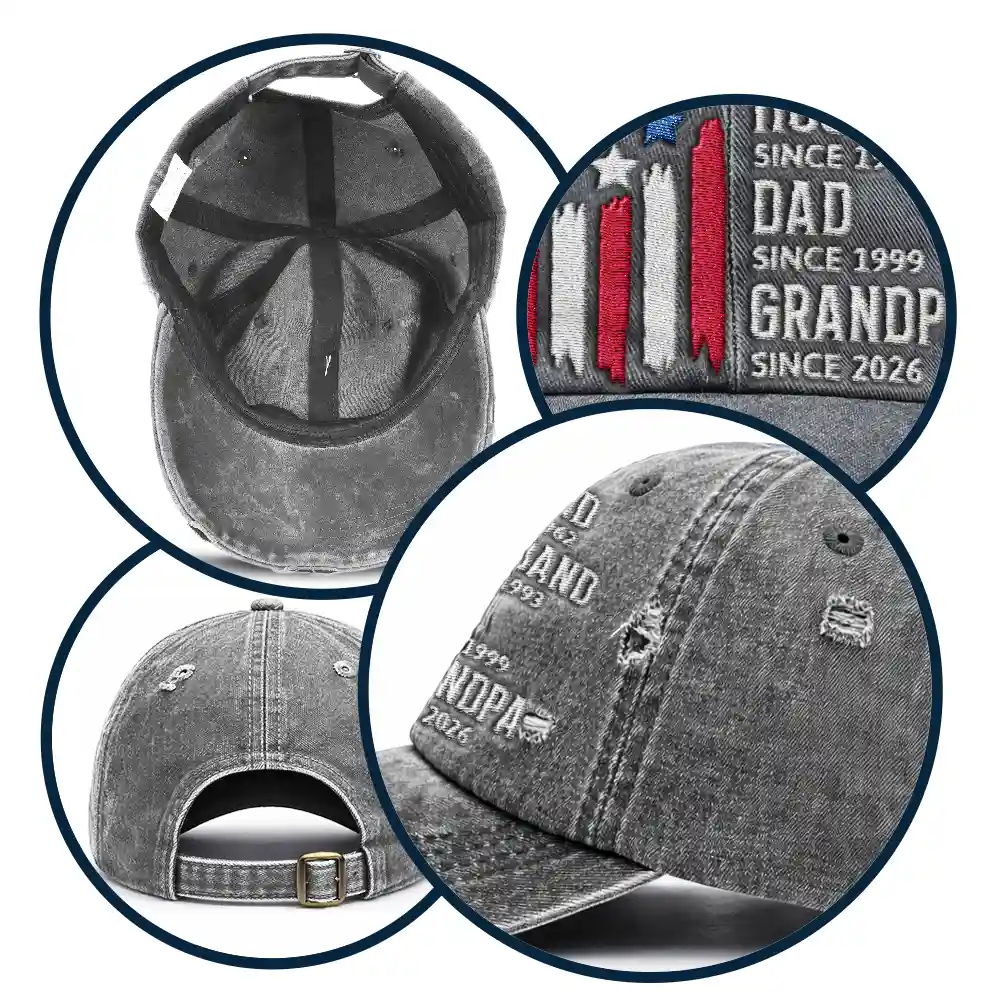 Legend Husband Dad Grandpa American Style - Personalized Embroidered Distressed Cap - Image 5