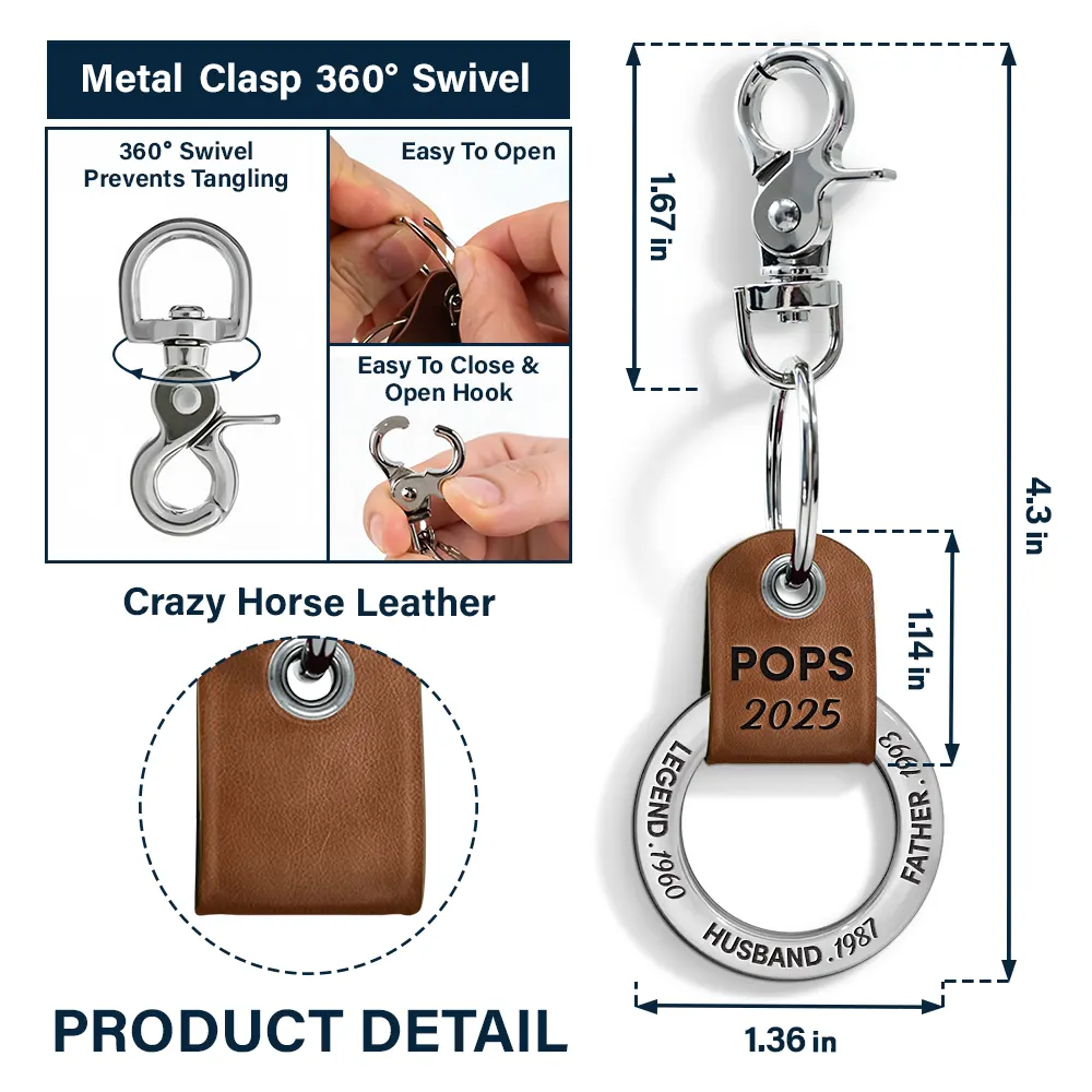 Legend Husband Dad Papa I Just Get Better - Personalized Leather Coordinates Keychain - Image 6