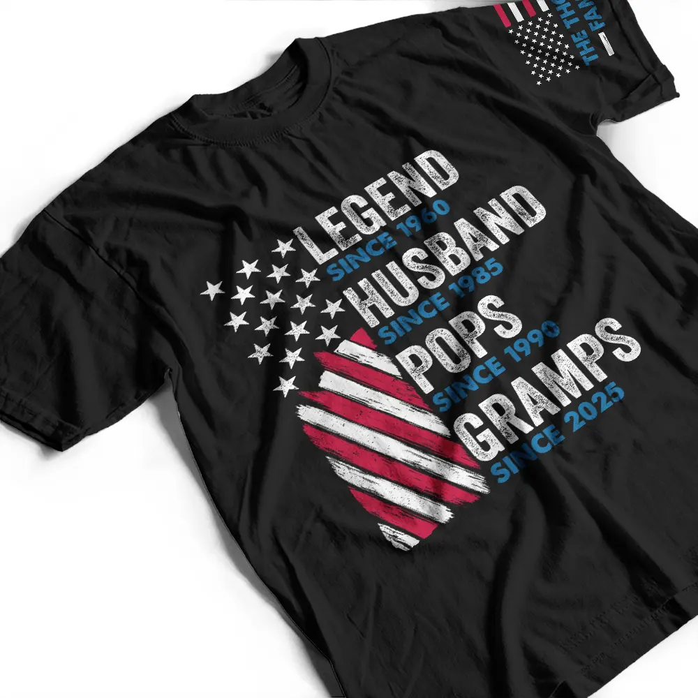 Legend Husband Dad Papa Stars And Stripes Flag - Personalized T Shirt - Image 4