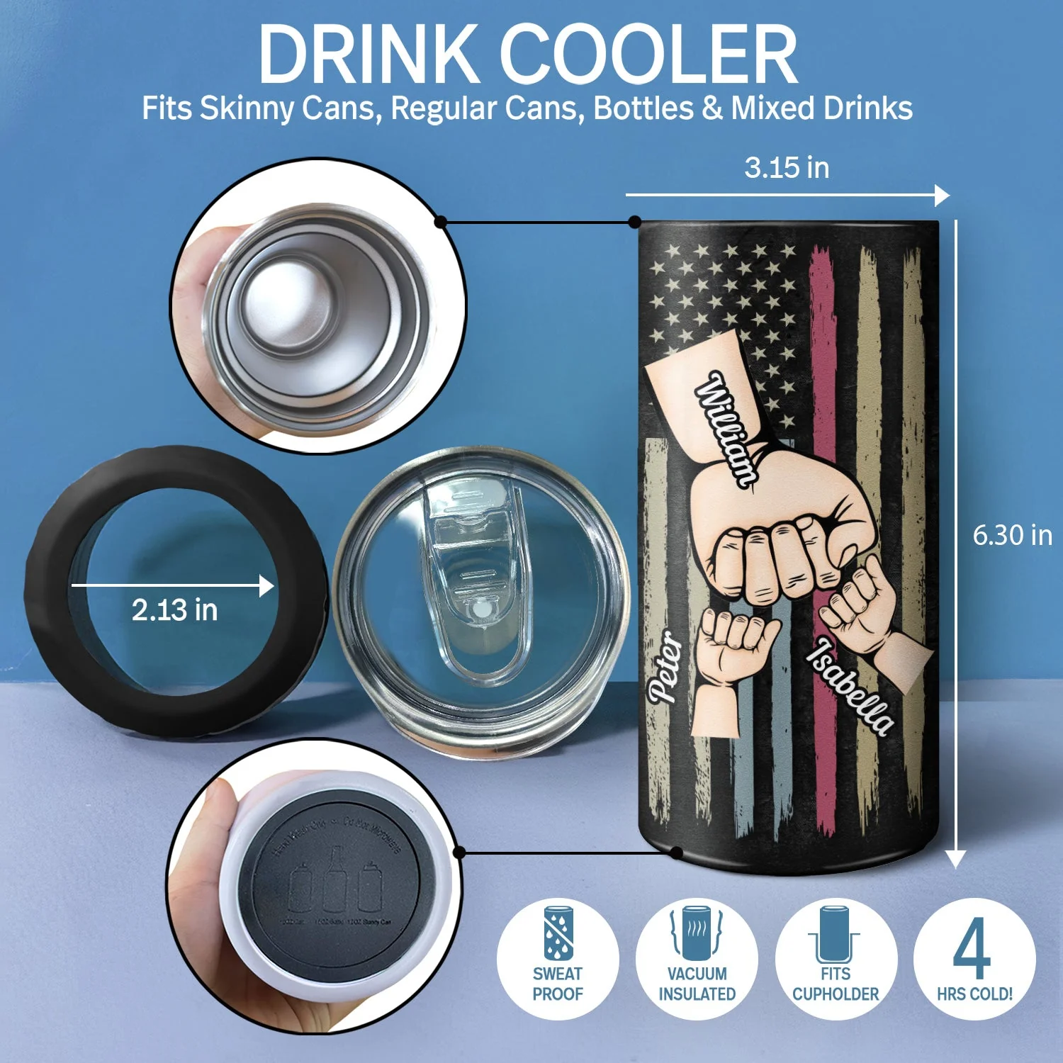 Legend Husband Daddy Fist Bump - Birthday, Loving Gift For Dad, Father, Grandfather, Grandpa - Personalized Custom 4 In 1 Can Cooler Tumbler - Image 4