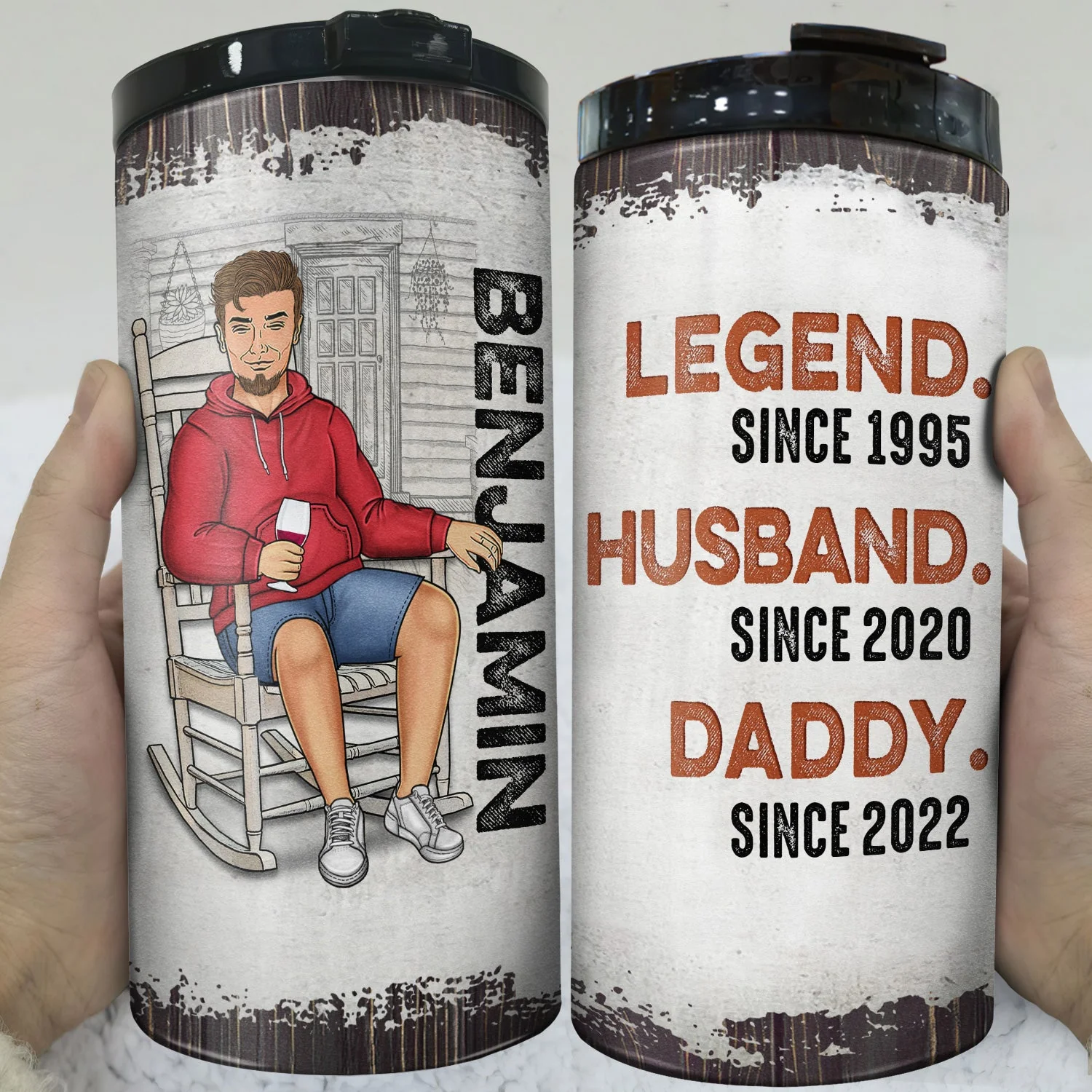 Legend Husband Daddy Grandpa - Birthday Gift For Father, Family - Personalized Custom 4 In 1 Can Cooler Tumbler - Image 3