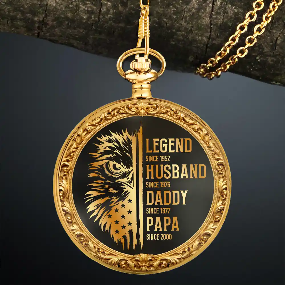 Legend Husband Daddy Grandpa - Personalized Pocket Watch - Image 3