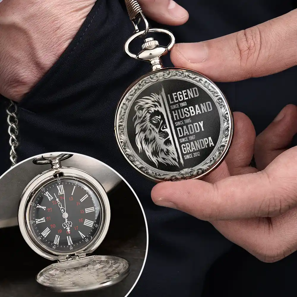 Legend Husband Daddy Grandpa - Personalized Pocket Watch - Image 4