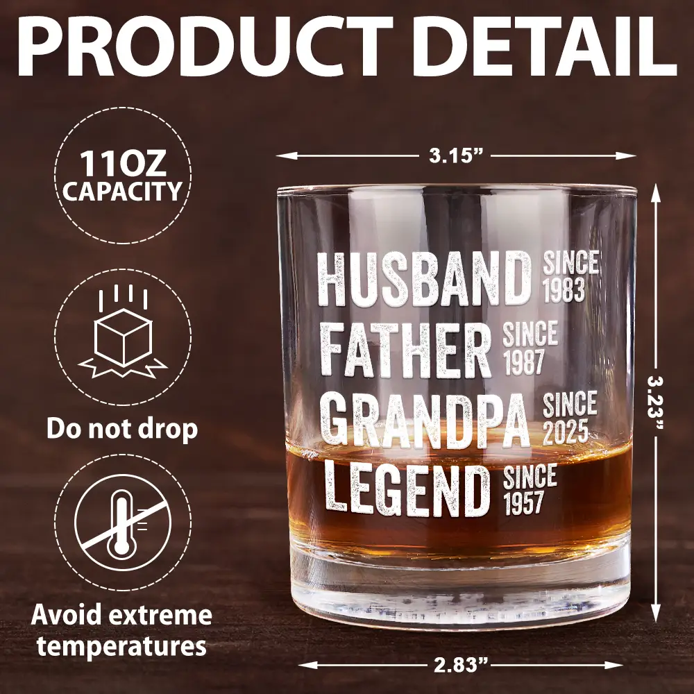 Legend Husband Daddy Since - Personalized Whiskey Glass - Image 5