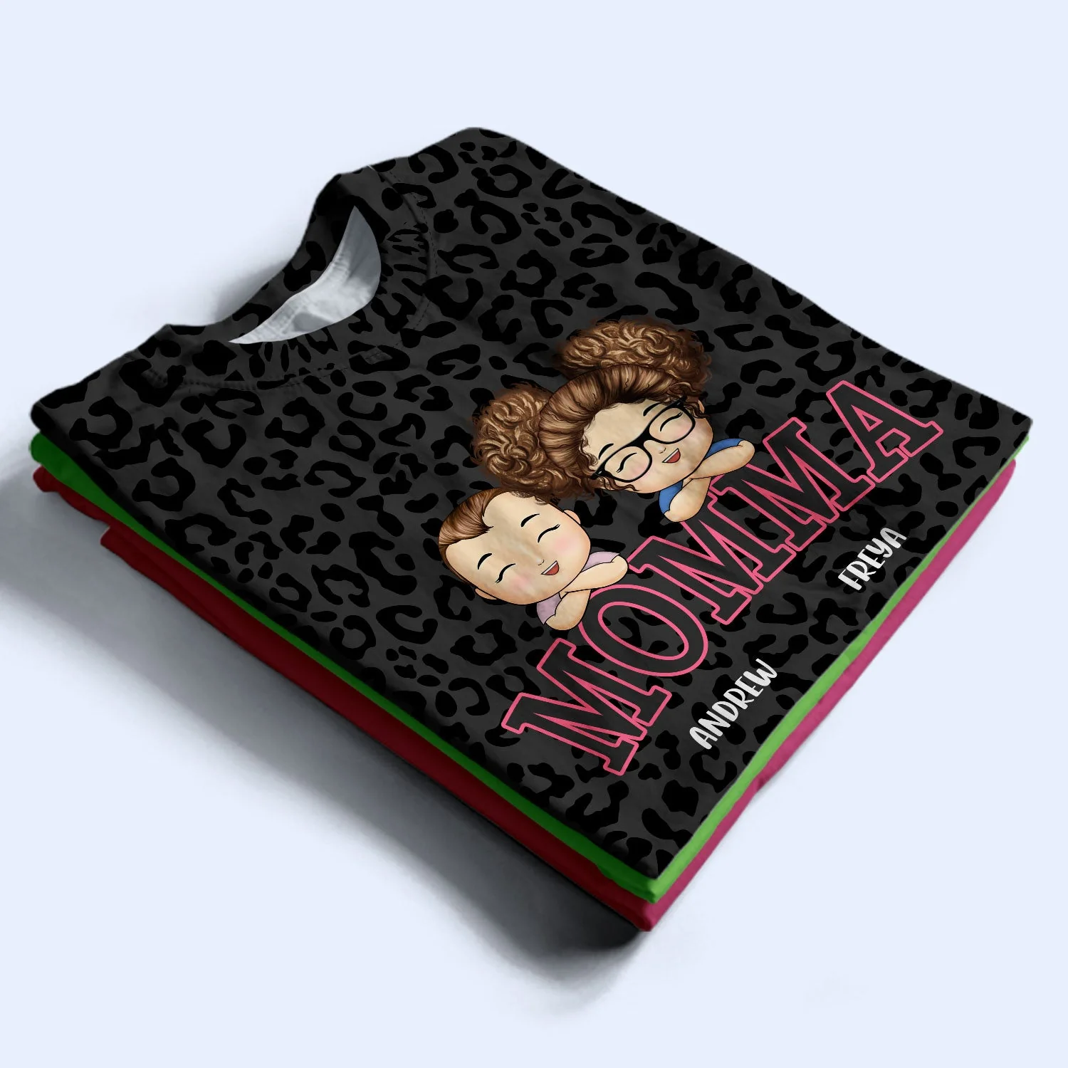 Leopard Mama Title - Birthday, Loving Gift For Mom, Mother, Grandma, Grandmother - Personalized Full Print T Shirt - Image 3