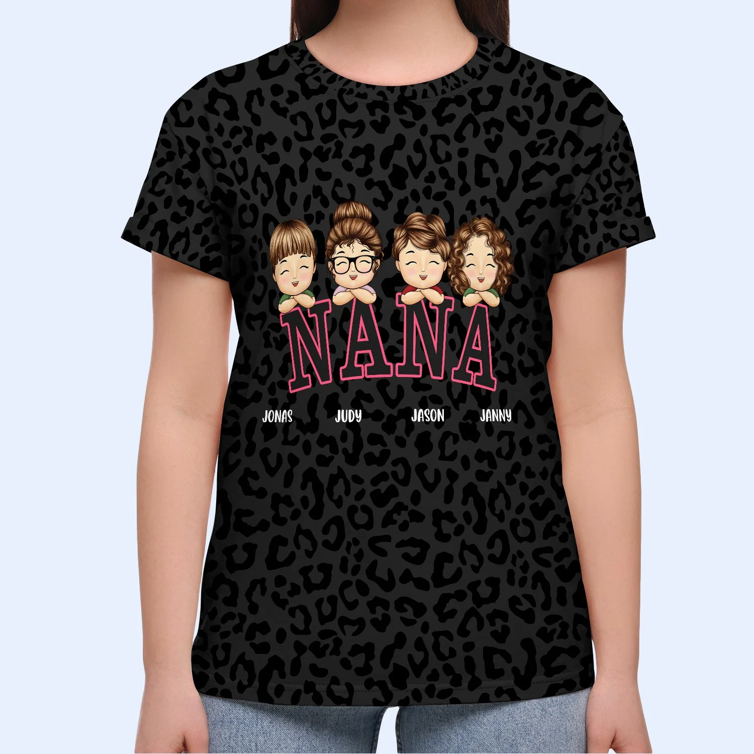 Leopard Mama Title - Birthday, Loving Gift For Mom, Mother, Grandma, Grandmother - Personalized Full Print T Shirt - Image 5