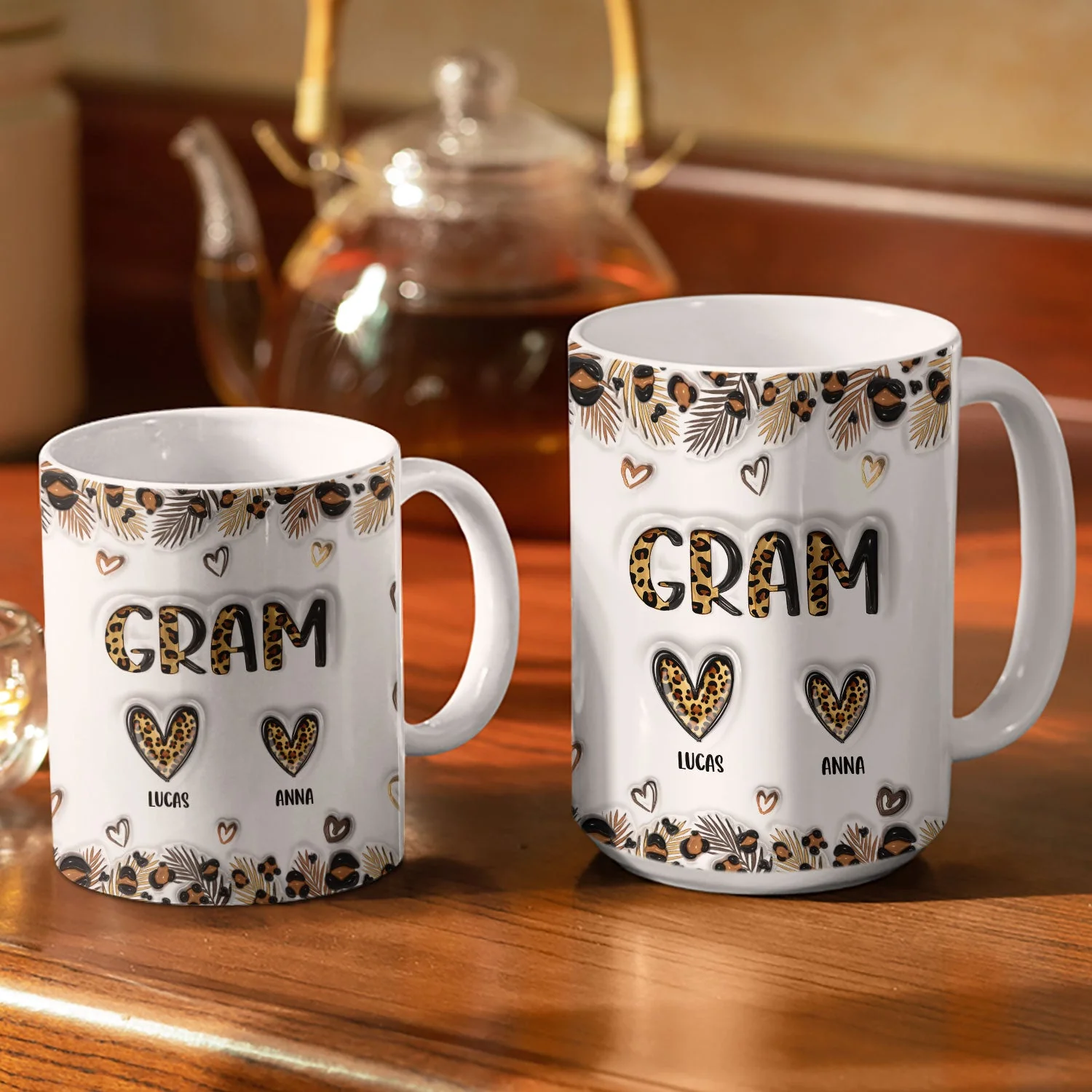 Leopard Nana Title - Birthday, Loving Gift For Mom, Mother, Mama, Grandma, Grandmother - 3D Inflated Effect Printed Mug, Personalized White Edge-to-Edge Mug - Image 3