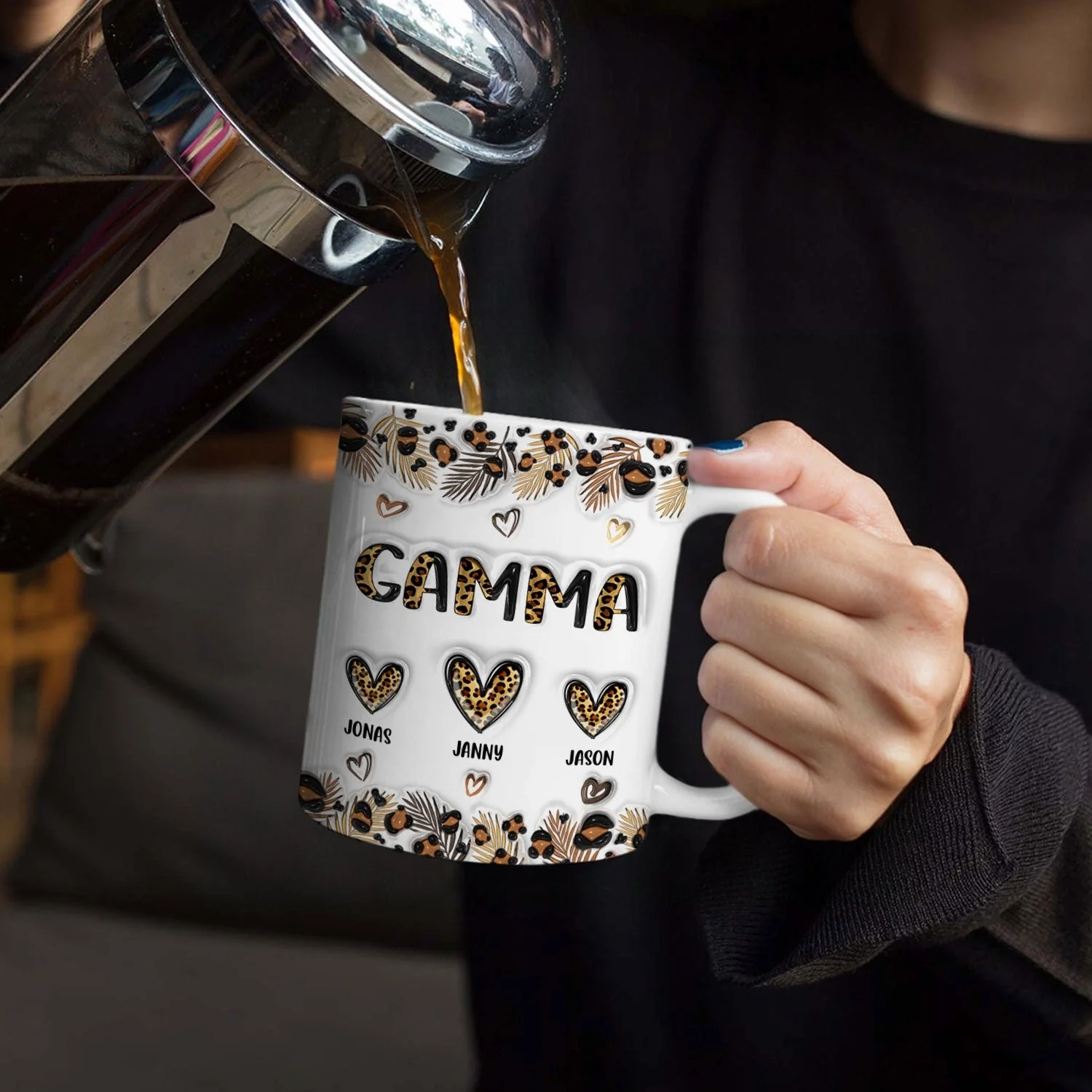 Leopard Nana Title - Birthday, Loving Gift For Mom, Mother, Mama, Grandma, Grandmother - 3D Inflated Effect Printed Mug, Personalized White Edge-to-Edge Mug - Image 4