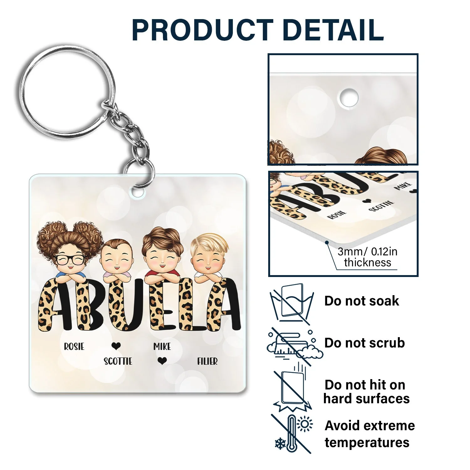 Leopard Nana Title - Birthday, Loving Gift For Mom, Mother, Mama, Grandma, Grandmother - Personalized Custom Acrylic Keychain - Image 5