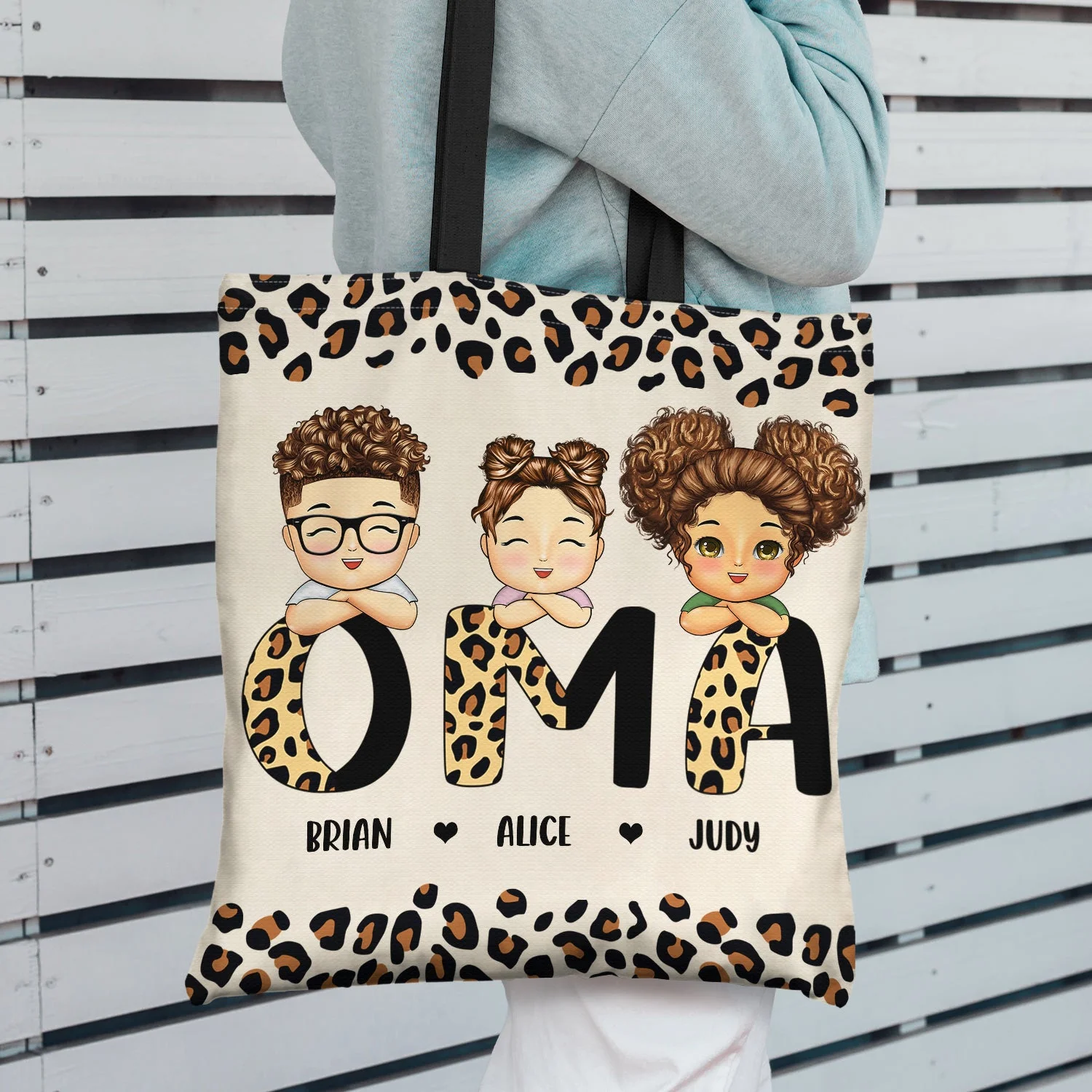 Leopard Nana Title - Birthday, Loving Gift For Mom, Mother, Mama, Grandma, Grandmother - Personalized Zippered Canvas Bag - Image 3