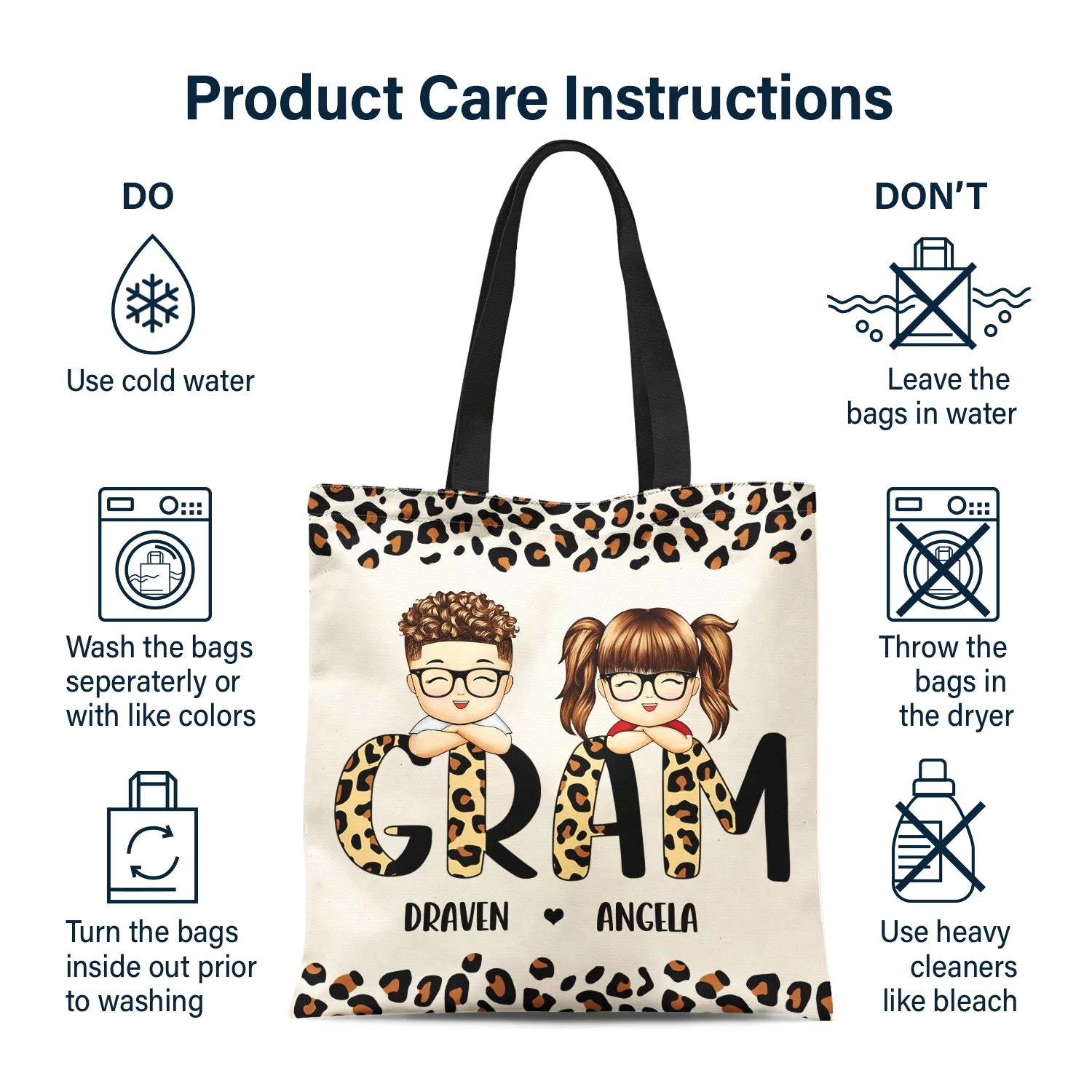 Leopard Nana Title - Birthday, Loving Gift For Mom, Mother, Mama, Grandma, Grandmother - Personalized Zippered Canvas Bag - Image 7