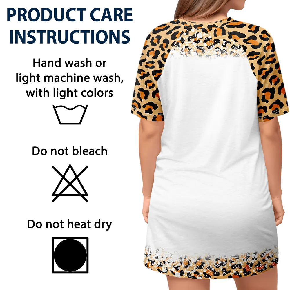 Leopard Nana Title Crossword Scrabble - Personalized Women's Sleep Tee - Image 6
