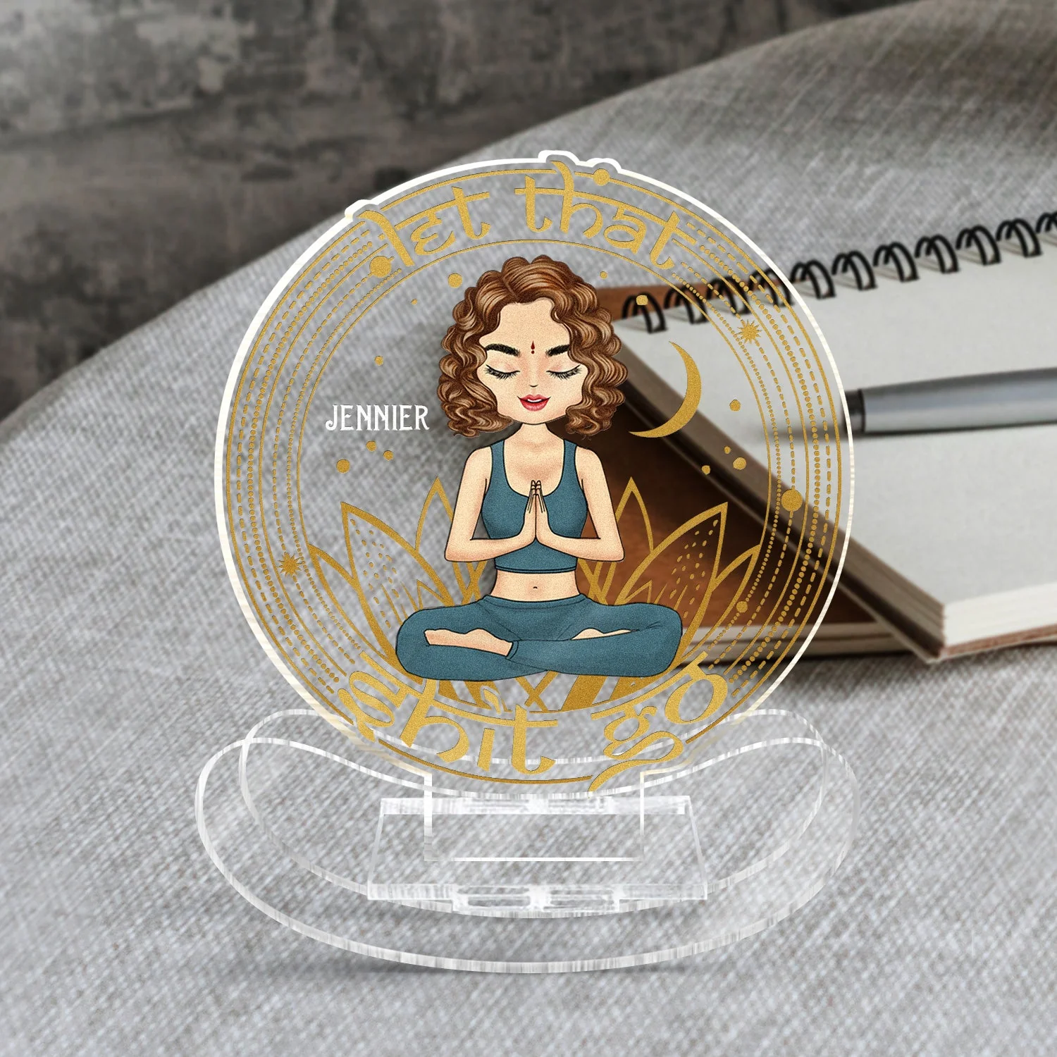 Let That Go - Birthday, Loving Gift For Yourself, Women, Yoga Lovers - Personalized Acrylic Shaking Stand - Image 2